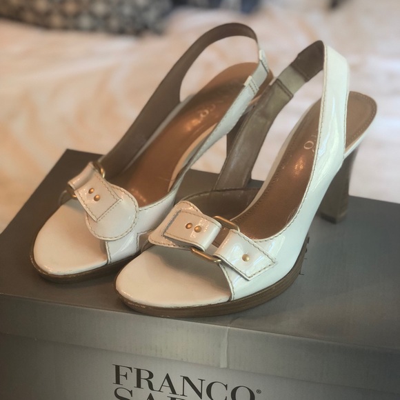 Franco Sarto patent white sling backs - Picture 2 of 4